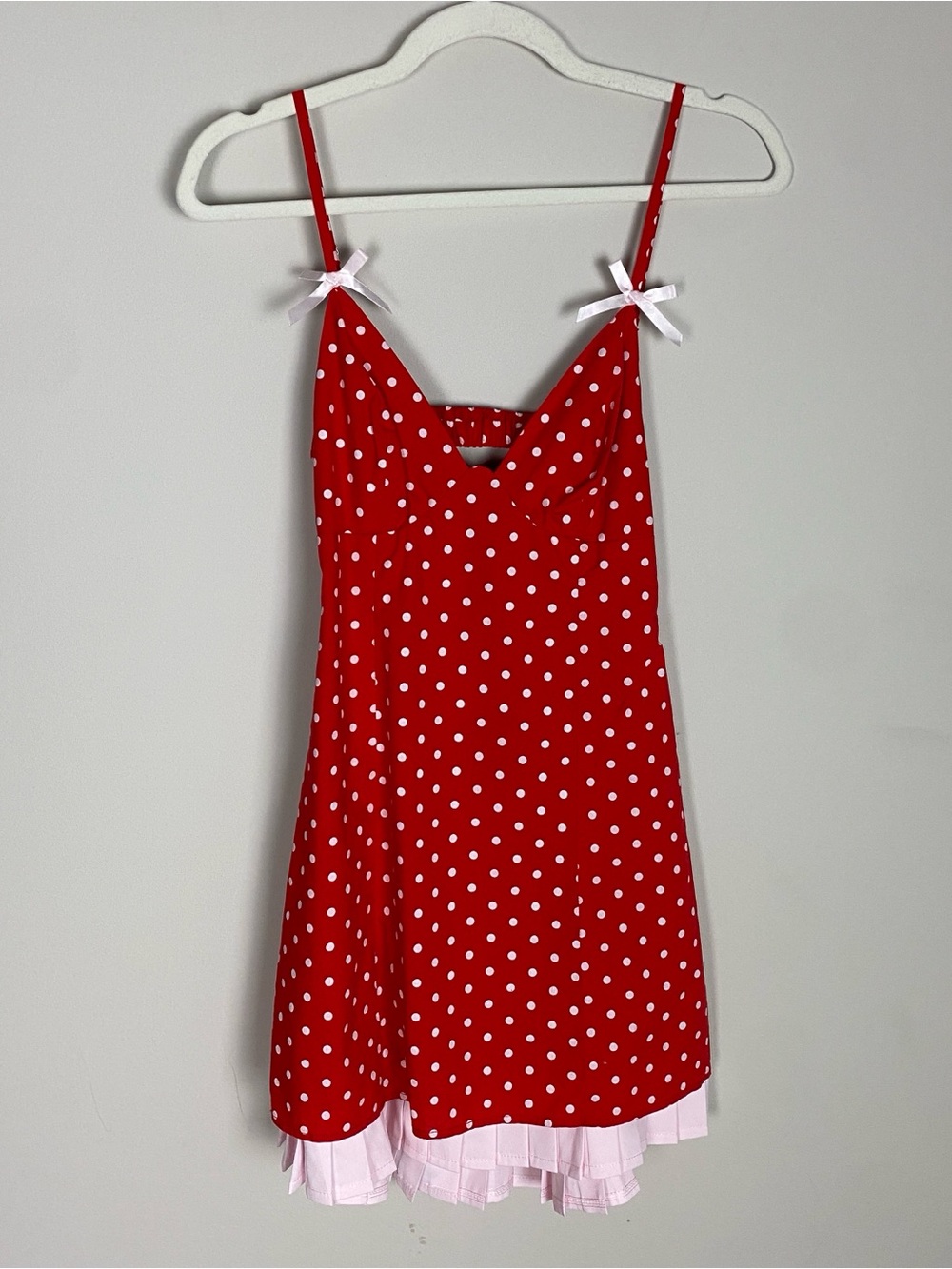 Hello Molly Polka Dot Mini Dress Womens 4 Bow Minnie Cutout Back Pinup Coquette